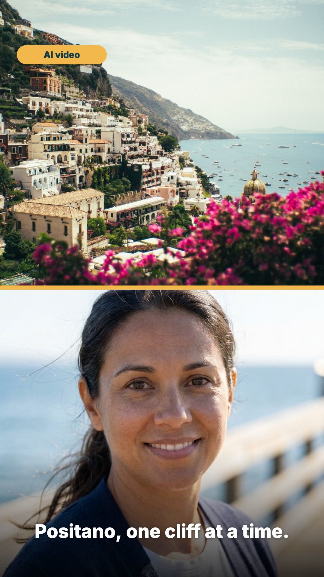 Sample still: split screen, a destination on top and the agent below